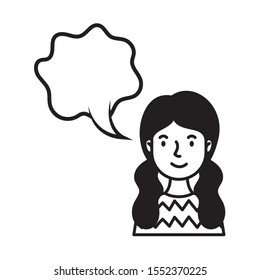young woman with speech bubble vector illustration design