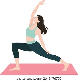 Young woman in sportswear doing yoga pose illustration isolated transparent background editable vector
