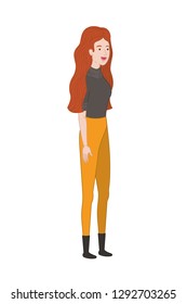 young woman standing avatar character