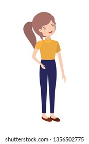 young woman standing avatar character