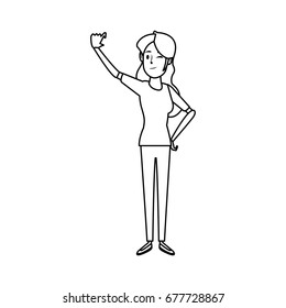 young woman standing cartoon image