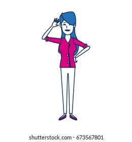 young woman standing character person casual clothes