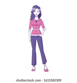 Young woman standing icon over white background, vector illustration