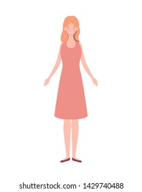young woman standing on white background