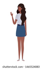 young woman standing on white background