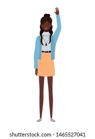 young woman standing on white background