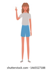 young woman standing on white background