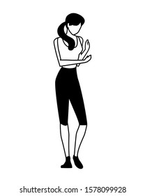 young woman standing on white background vector illustration design