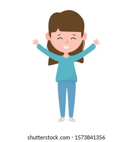 young woman standing with open arms vector illustration
