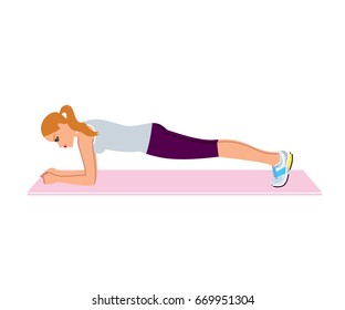 Plank Exercise Workout Vector Illustraion Stock Vector (Royalty Free ...