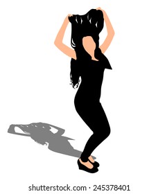 Young woman standing, vector 