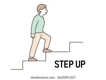 Young Woman Stepping Up Illustration