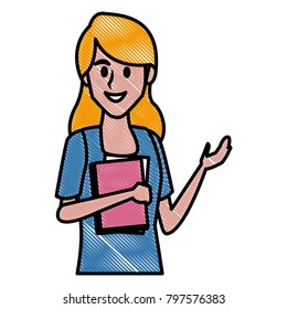 Young woman student cartoon