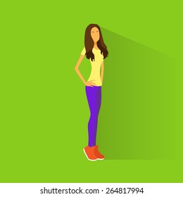 Young woman student casual clothes flat design vector illustration