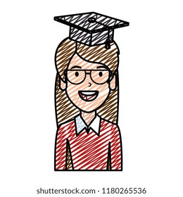 young woman student with hat graduation