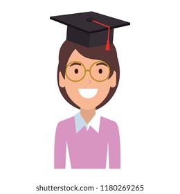 young woman student with hat graduation