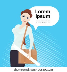 Young Woman Student Or Office Worker In Elegant Clothes Over Copy Space Background