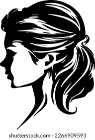 Young woman with Stylish hair outline only, silhouette, girl, woman, hairstyle, vector