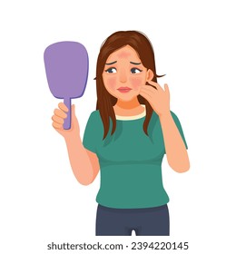 Young woman suffering from facial sunburn on her face 