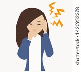 Young Woman suffering from headache. Vector illustration.