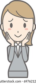 A young woman in a suit is shy Illustration