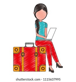 young woman with suitcase
