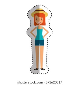 young woman with summer clothes vector illustration design