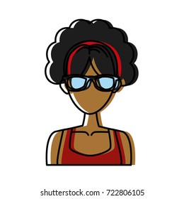 Young woman with sunglasses cartoon