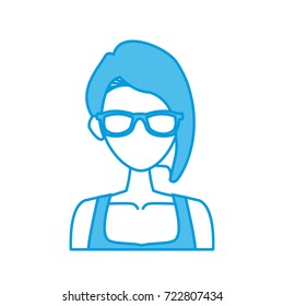 Young woman with sunglasses cartoon