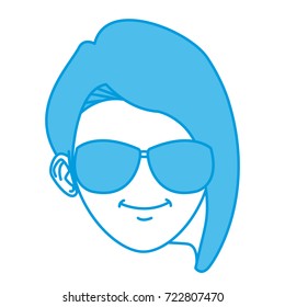 Young woman with sunglasses cartoon