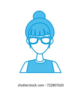 Young woman with sunglasses cartoon