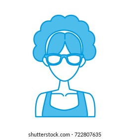 Young woman with sunglasses cartoon