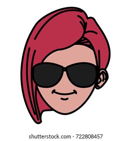 Young woman with sunglasses cartoon