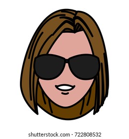 Young woman with sunglasses cartoon