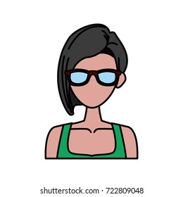 Young woman with sunglasses cartoon