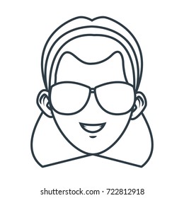 Young woman with sunglasses cartoon