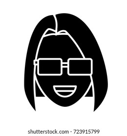 Young woman with sunglasses cartoon