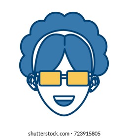 Young woman with sunglasses cartoon
