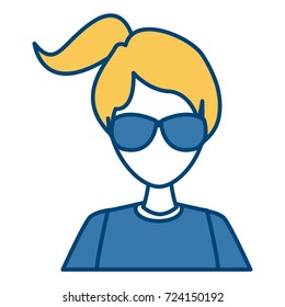 Young woman with sunglasses cartoon