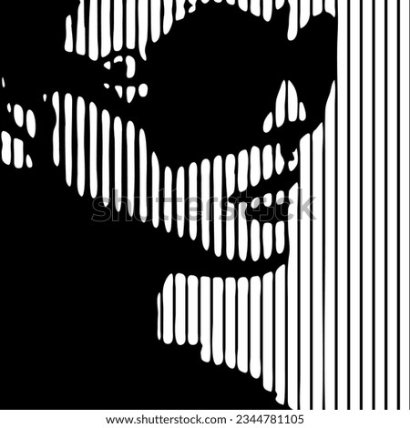 Young woman with sunglasses portrait. Abstract beautiful female face drawing with lines. Girl, minimalist fashion design, vector illustration