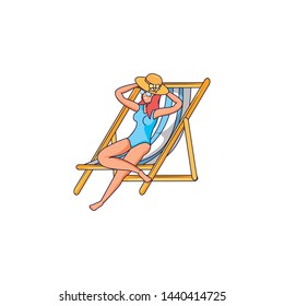 young woman with swimsuit in the chair beach