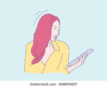 Young woman with tablet businesswoman , business concept vector