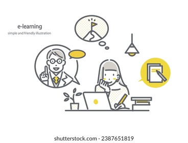 young woman taking online class