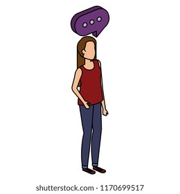 young woman talking with speech bubble