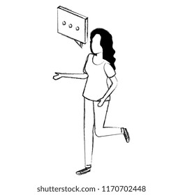 young woman talking with speech bubble