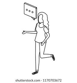 young woman talking with speech bubble