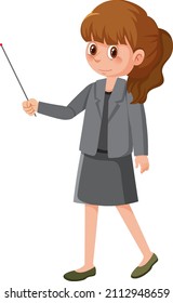 Young woman teacher teaching cartoon character illustration