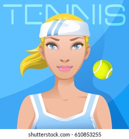 Young woman tennis player avatar. Sport active lifestyle.