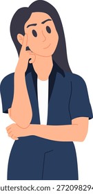 Mujer joven con expresión de pensamiento
