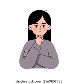 young woman is thinking and looking up